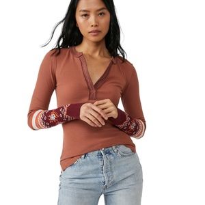 Free People Womens Size S Mikah Layering Cuff Autumn Combo Top NWT